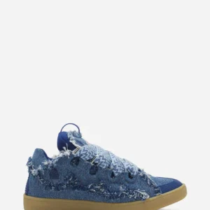 Lanvin Curb Sneakers in Denim Navy Blue