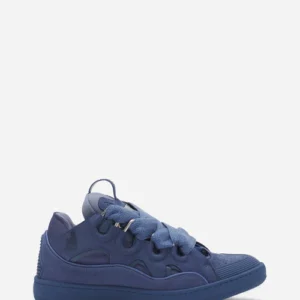 Blue Lanvin Leather Curb Sneakers