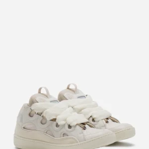 Beige Lanvin Leather Curb Sneakers