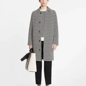 Lanvin Merino Wool Curb Herringbone Coat